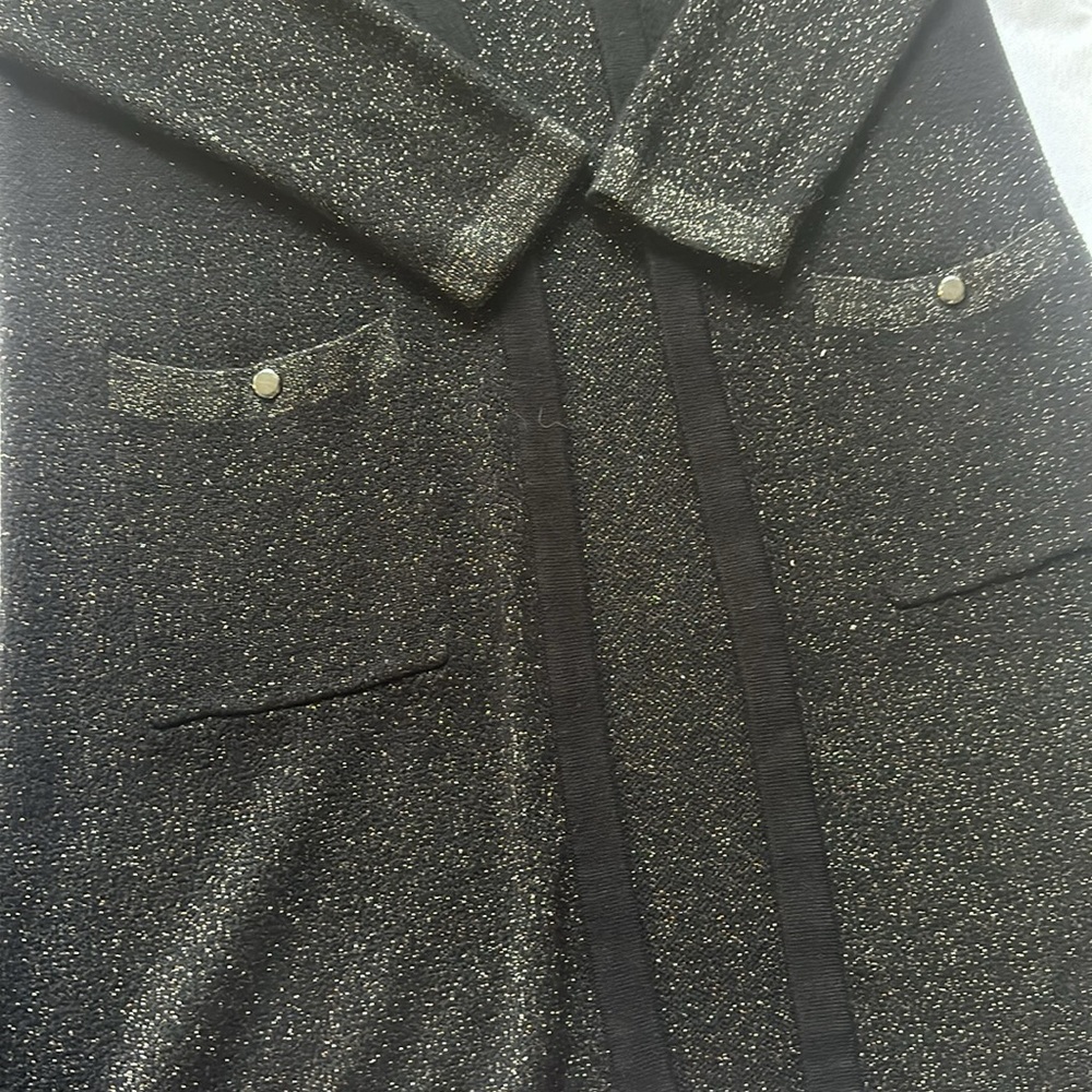 Kasper sweater jacket small black‎ silver and gold sparkle - Picture 3 of 10